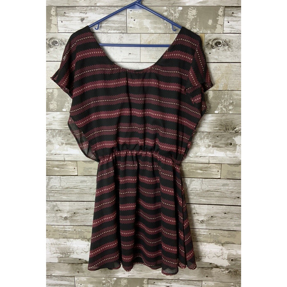 Bar III Womens Red Black Striped Dress Size L - Picture 3 of 3